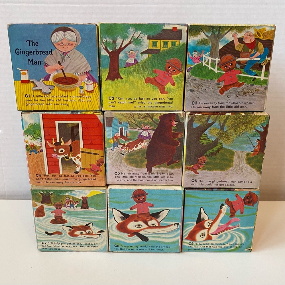 Vintage 1961 Playskool Golden Book Fairy Tale Story Picture Puzzle Blocks - Picture 8 of 14